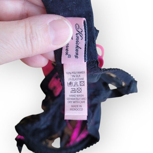 Agent Provocateur Maddy Balconette Bra Fuchsia Black Lace Silk Satin 34C - Picture 12 of 15